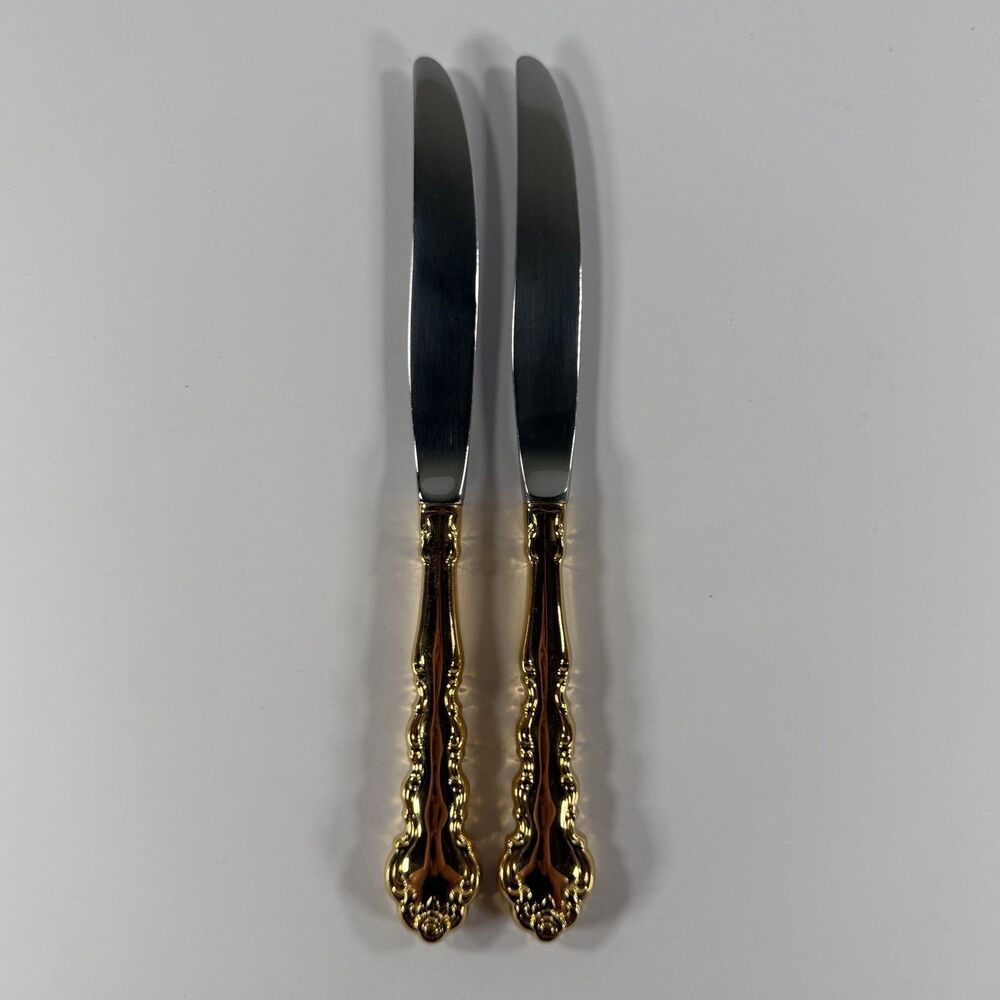 Oneida Community GOLD BEETHOVEN Set of 2 Dinner Knife Flatware Replacements